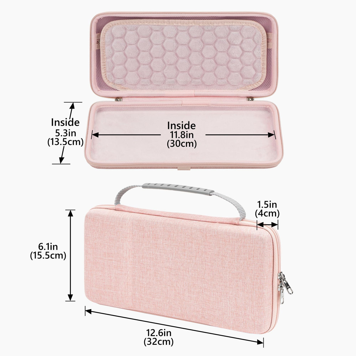 GEEKRIA Keyboard Hard Shell Case, Compatible with Logitech MX Keys Mini, Travel Carrying Bag (Pink)