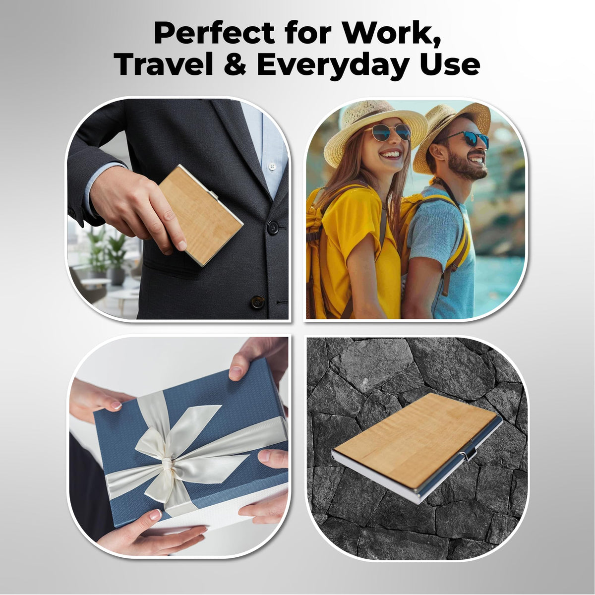 WUDN Handcrafted Business Card Holder Wallet For Men and Women | Holds Up to 20-25 B-Cards or 8-10