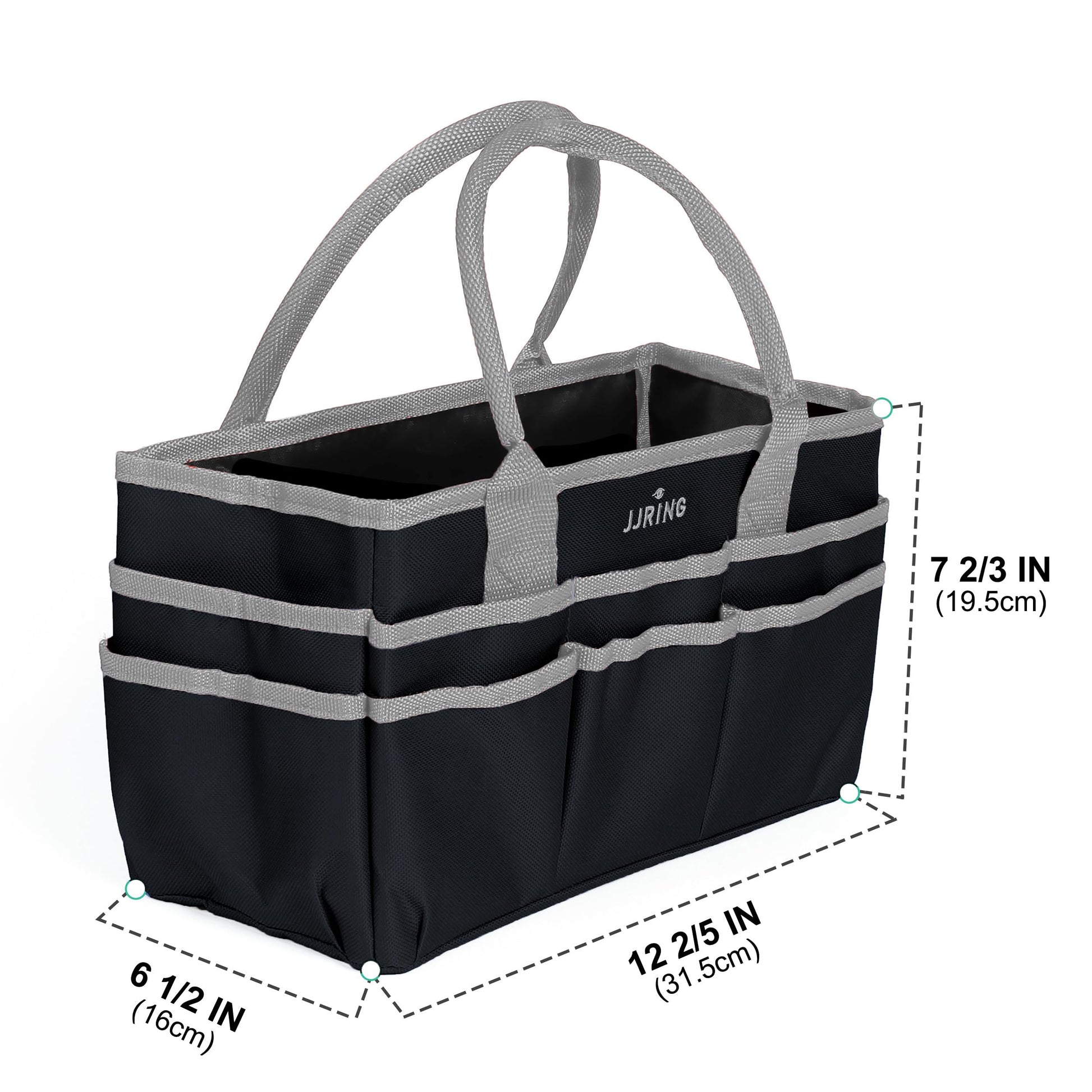 JJRING 600D Nylon Craft & Art Organizer Tote Bag With Pockets, Silver