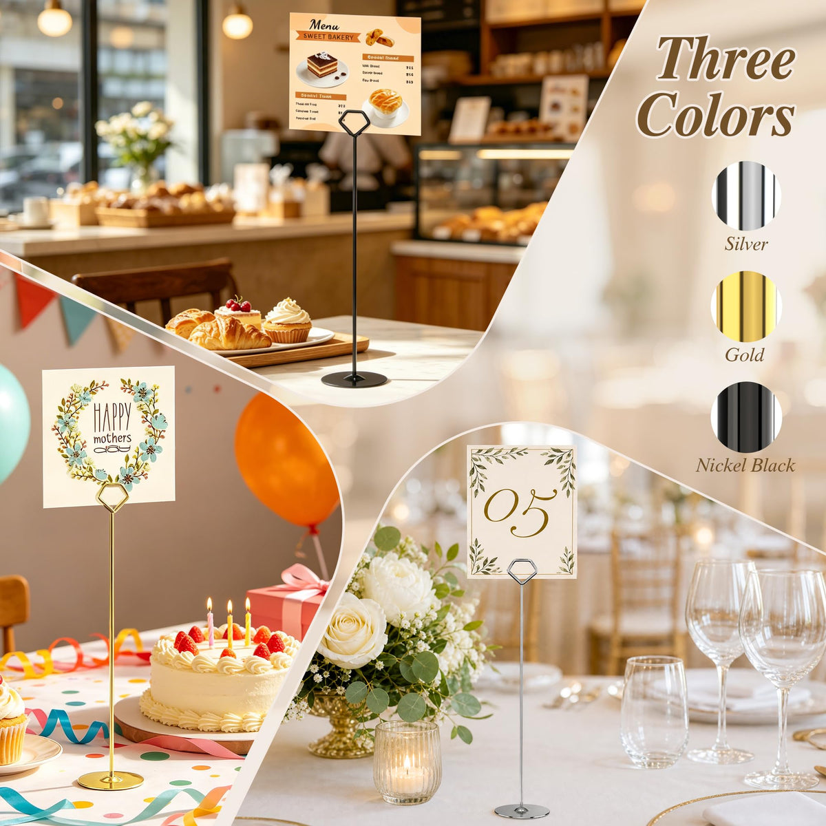 Urban Deco 16PK Table Number Holders 12 Inches Place Card Holder Metal Table Card Holders, Picture