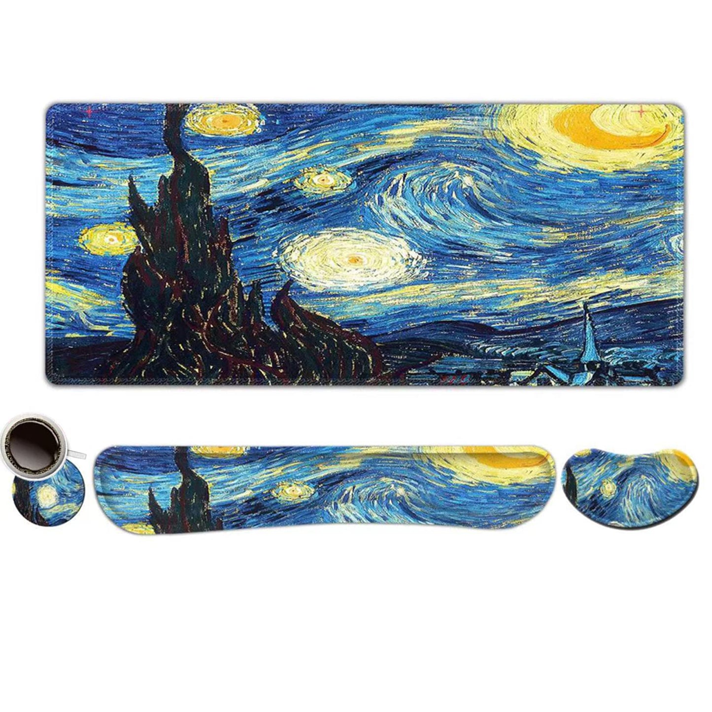 ToLuLu Large Mouse Pad, Memory Foam Keyboard Mouse Wrist Rest Support Set