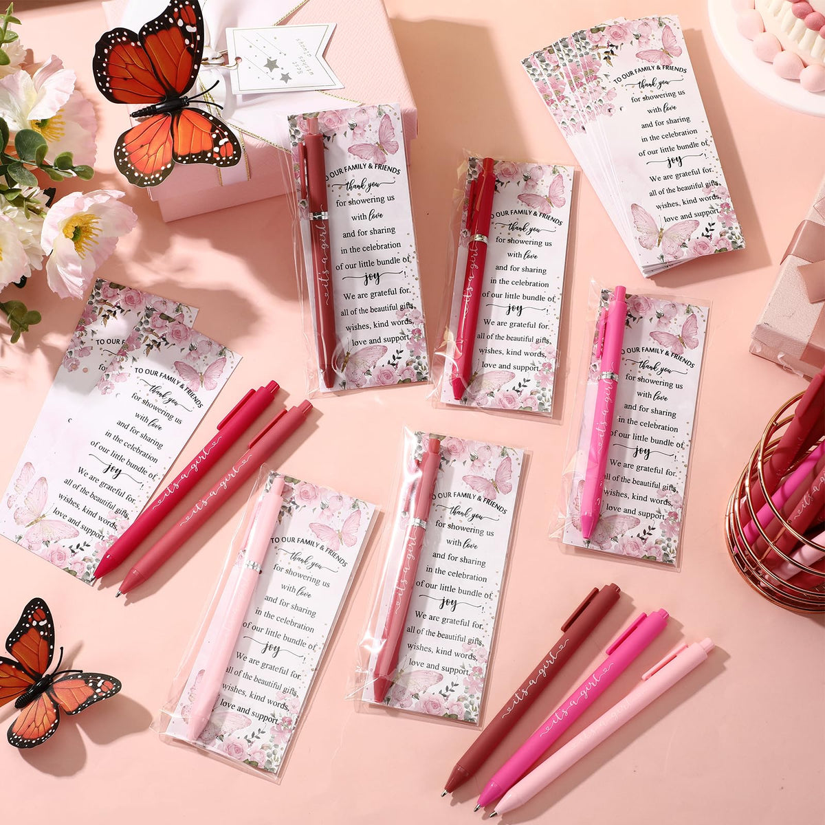 Engrowtic 50 Set Baby Shower Gifts Pens for Guests Bulk Baby Shower Party Favors Retractable