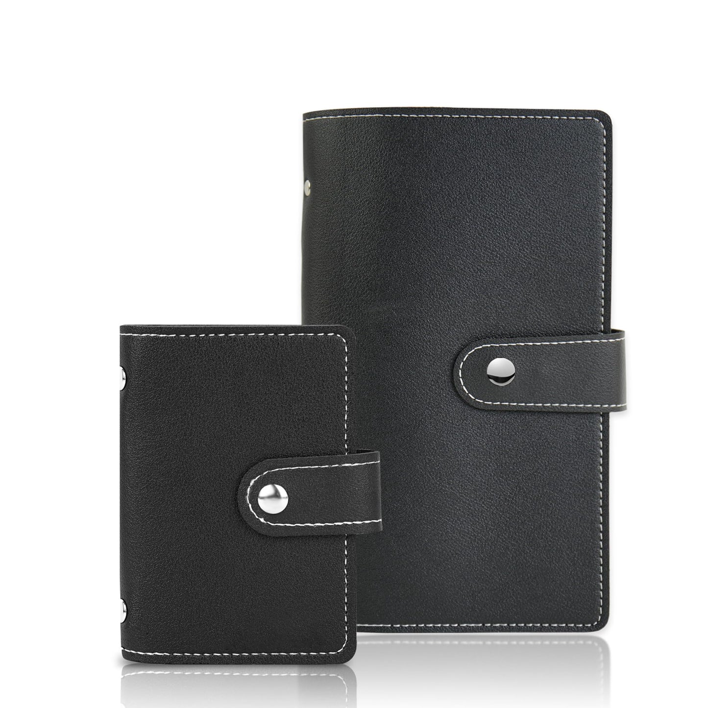 lizimandu 2 Pieces Business Card Holder, PU Leather Business Card Case Pocket Business Name Card