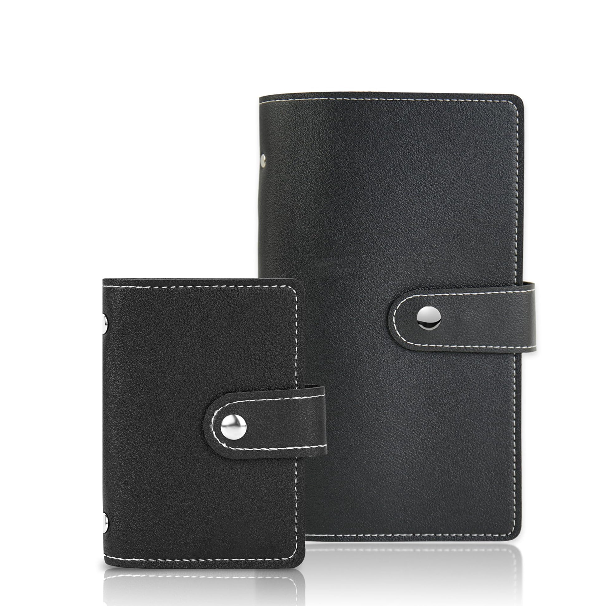 lizimandu 2 Pieces Business Card Holder, PU Leather Business Card Case Pocket Business Name Card