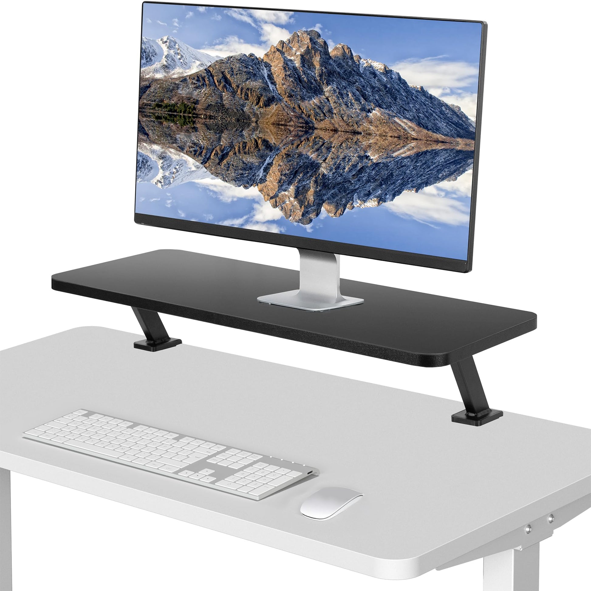 VIVO Black Clamp-on Small 26 inch Ergonomic Desk Shelf, Single Computer Monitor Stand Riser - Desk
