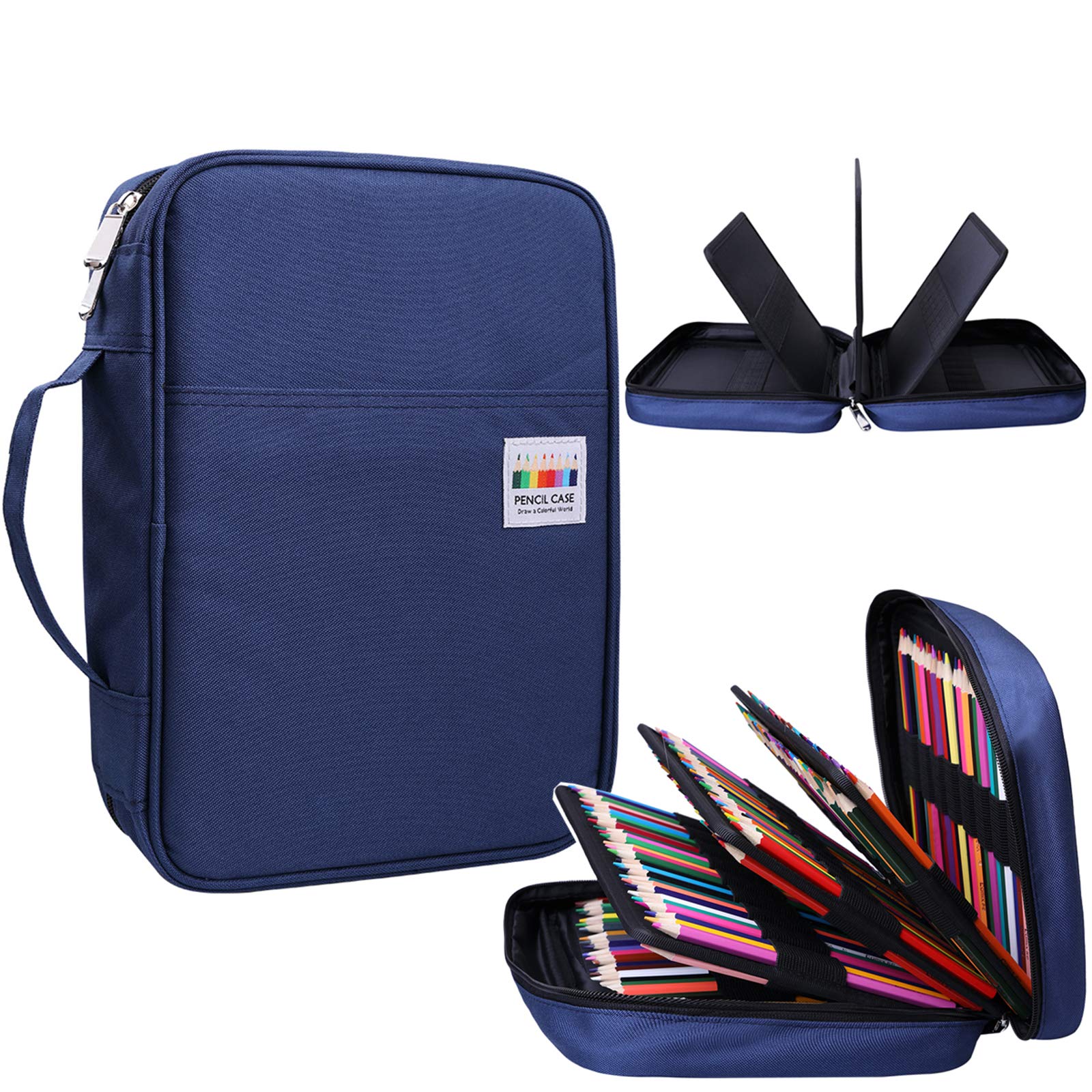 BOMKEE Pencil Case for Adults 220 Slots Colored Pencils Gel Pen Organizer Bag with Zipper for