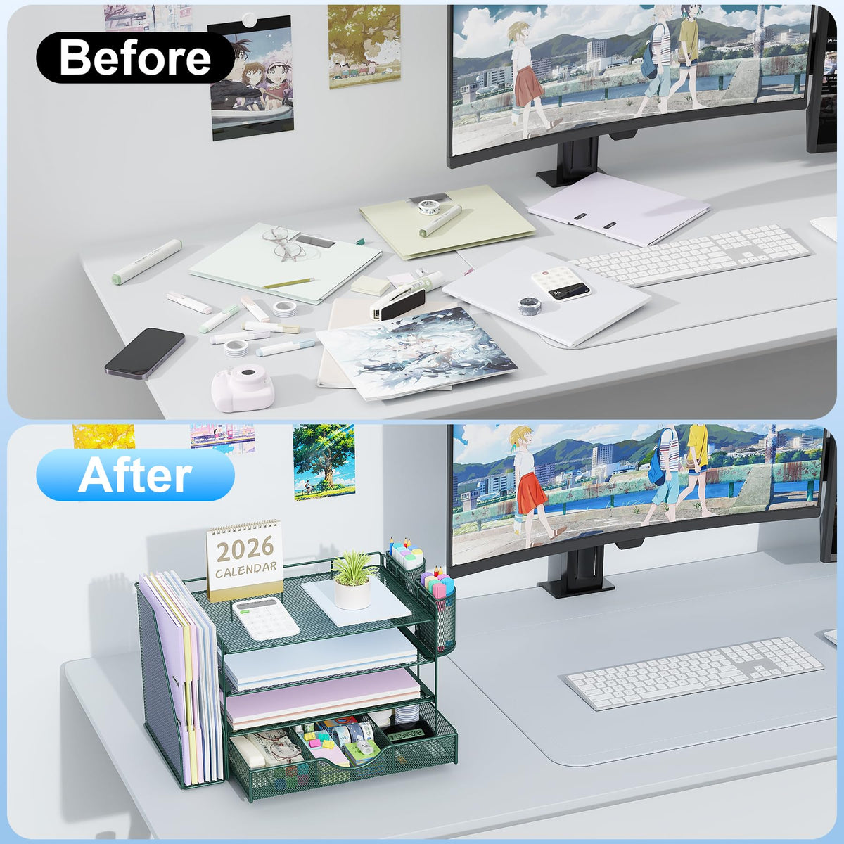 gianotter 4-Tier Desk Organizer with Drawers, File Holders, Letter Trays and Pen Holders