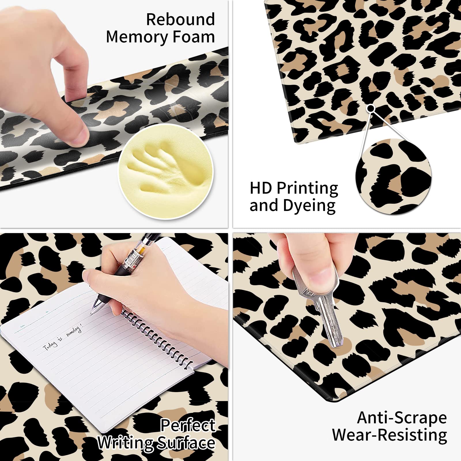 Pretty Mouse Pad and Wrist Rest Set, Extended Desk Mat (31.5" x 11.8") with Memory Foam Ergonomic