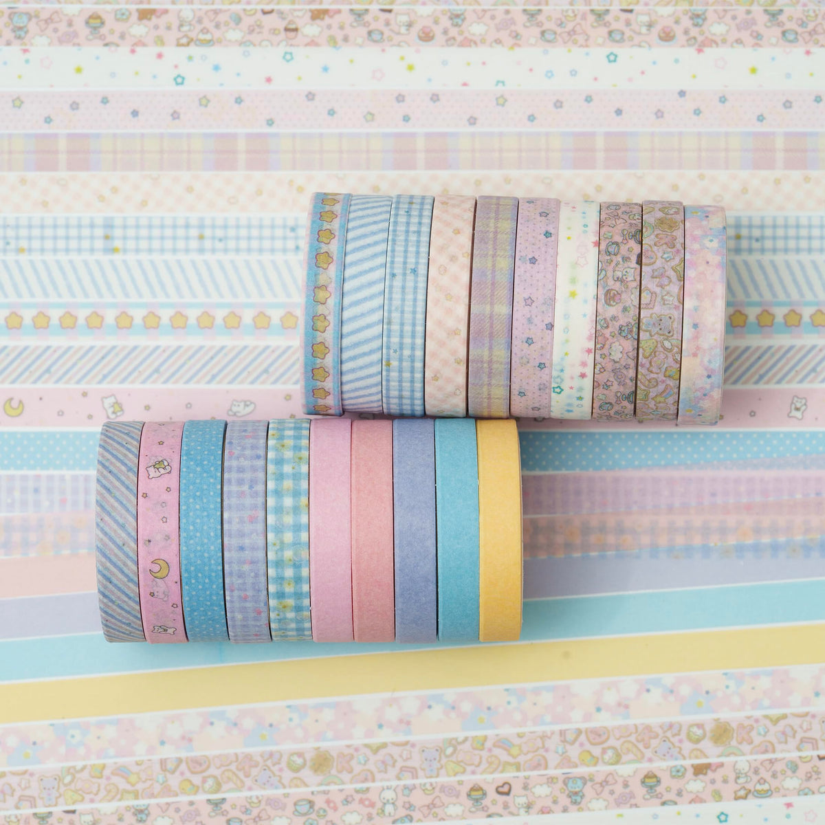 YUBX Vintage Washi Tape Set 20 Rolls Skinny Retro Decorative Antique Patterns Masking Tapes for