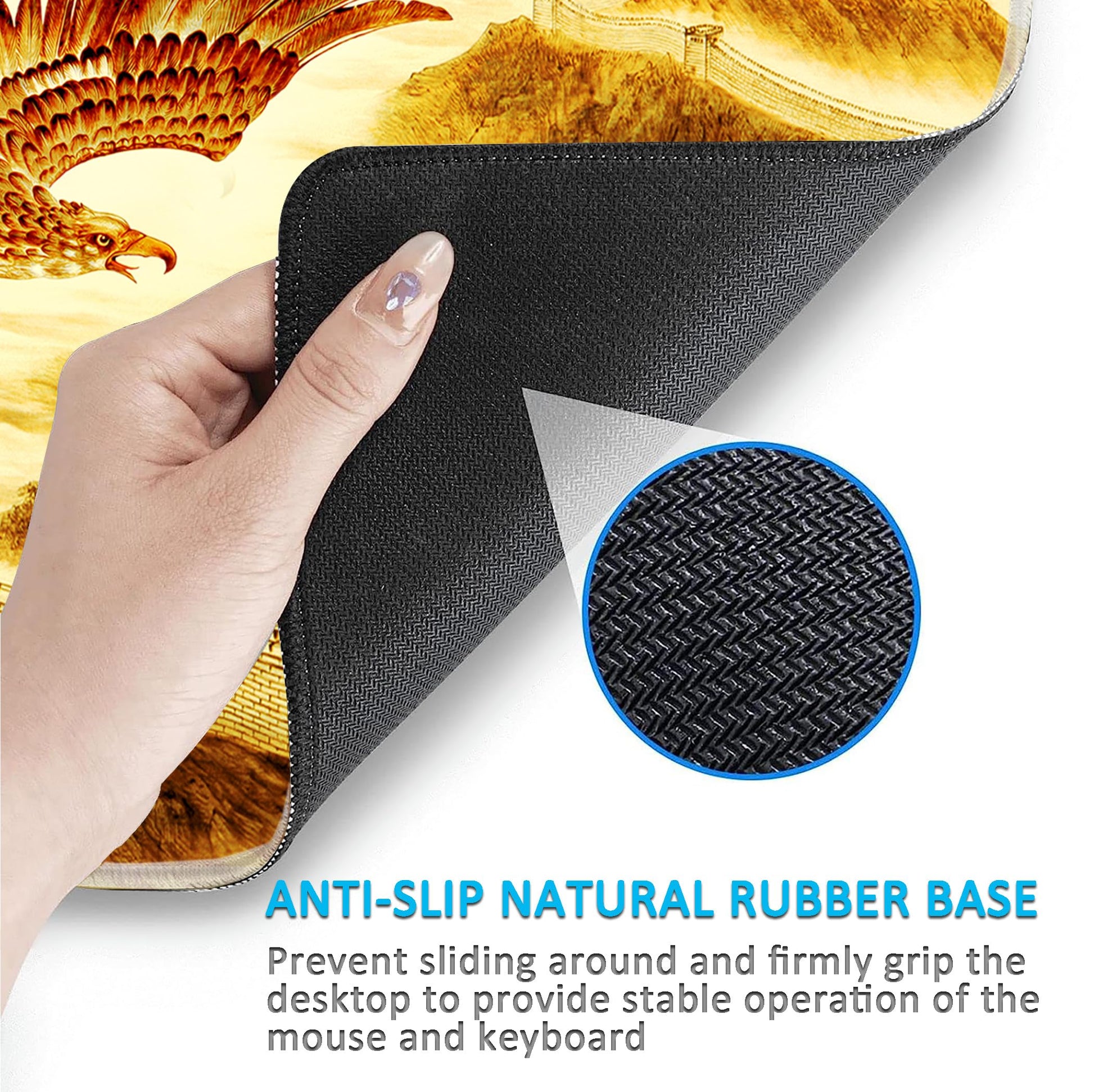 LL-COEUR XXL Landscape Gaming Mouse Pad Computer Keyboard Mat Office Desk Pad (Eagle, 23.6" x 15.7"
