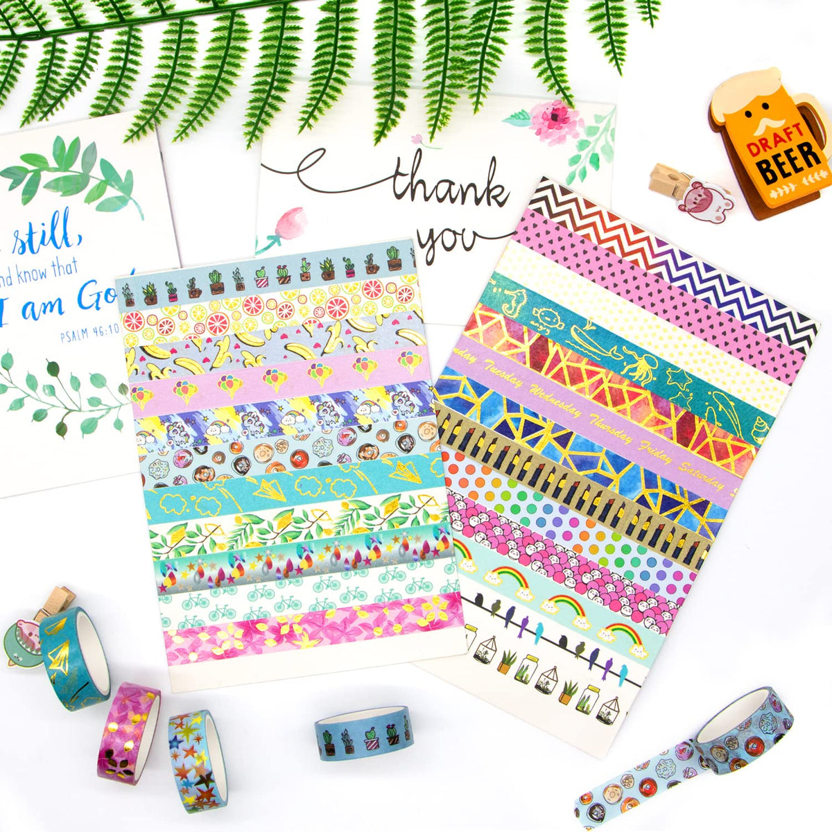 Hwook 30 Rolls Gold Foil Washi Tape - 15mm Wide Cute Masking Tape for Scrapbook, Bullet Journal