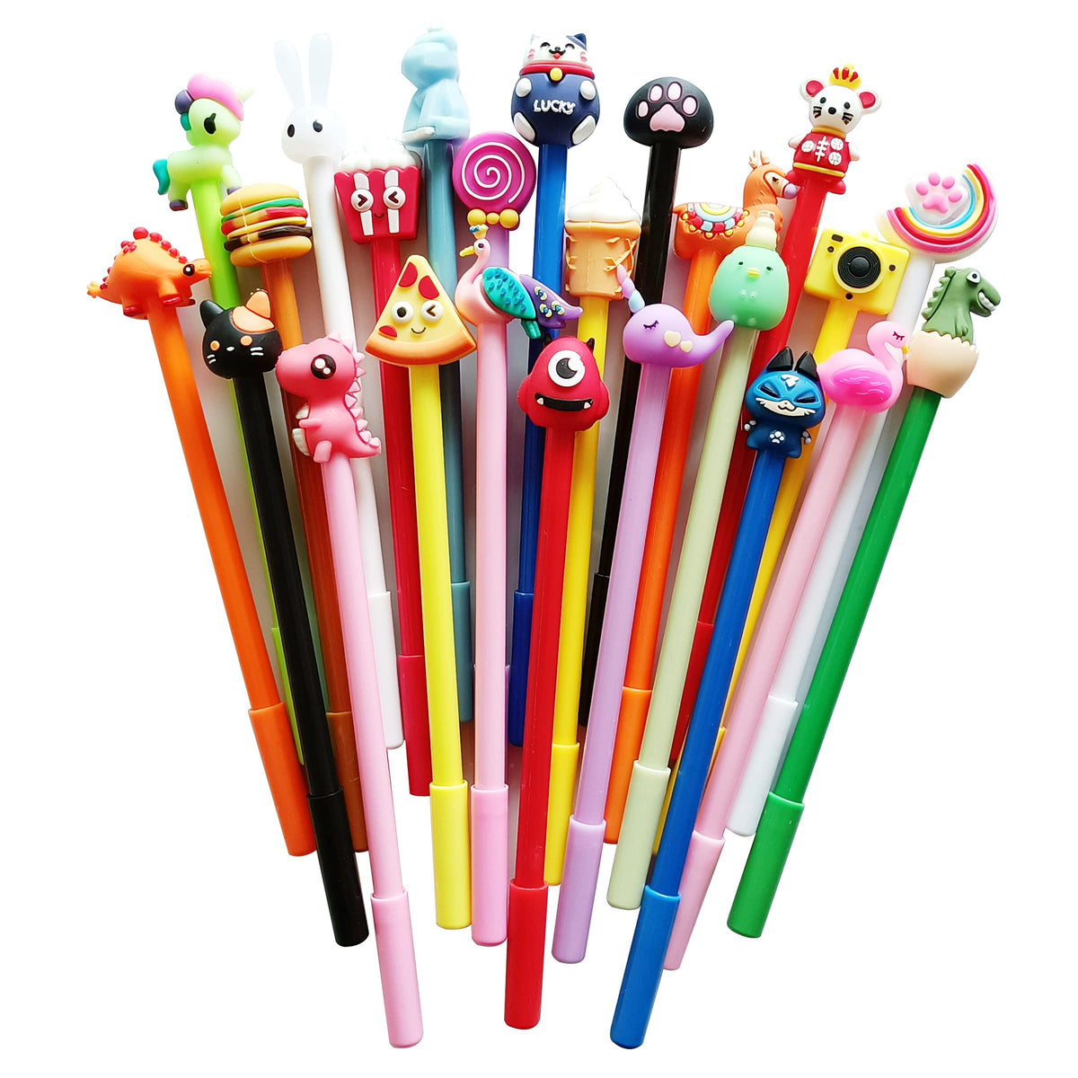 sencoo 24 pack Cute Cartoon Gel Blue Ink Pens Assorted Style Writing Birthday Present School Prize