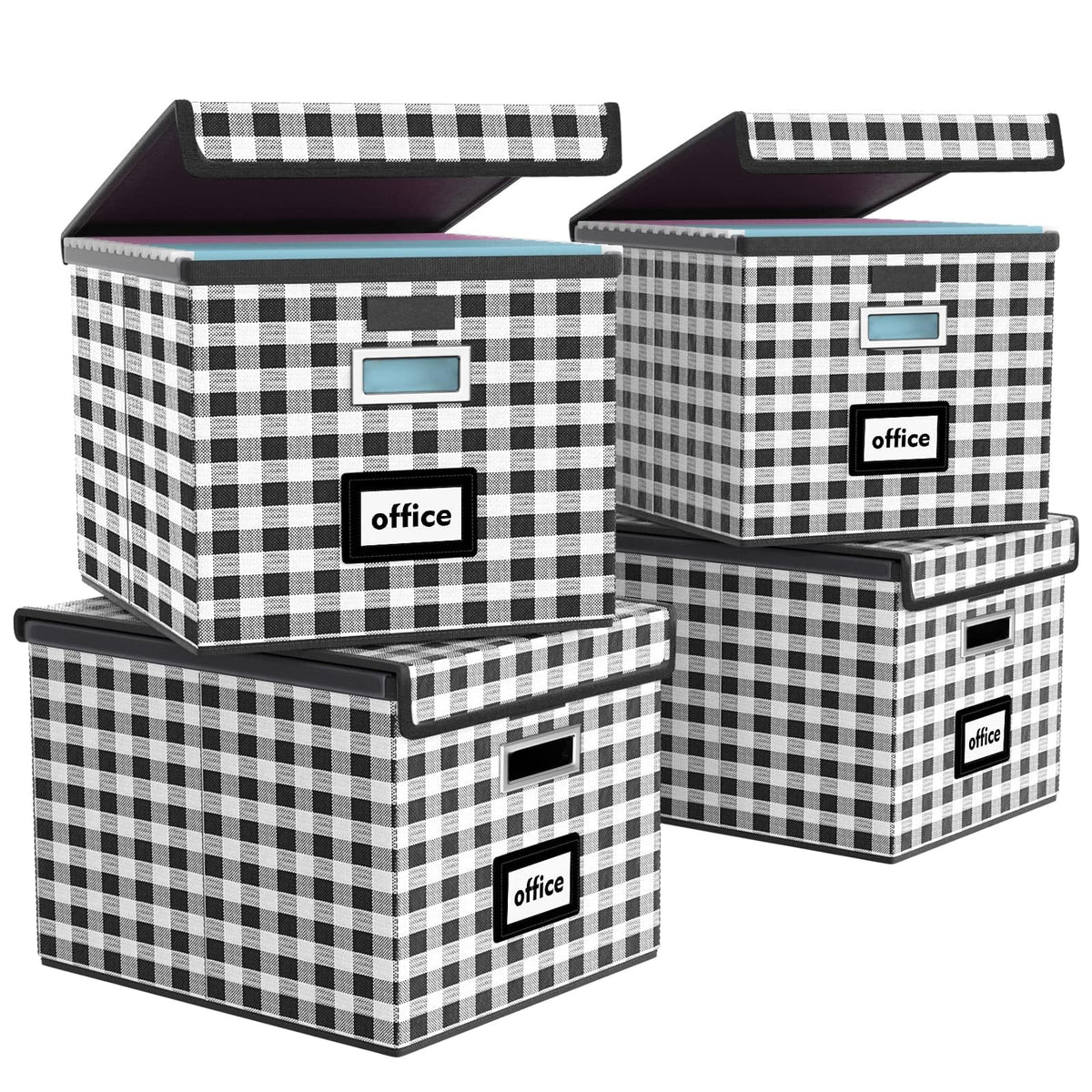 Huolewa File Organizer Box with Lids, Collapsible File Folder Organizer