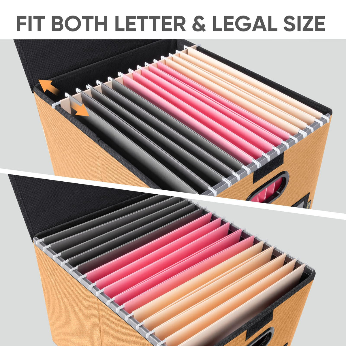 BALEINE File Organizer Box with Lid, Collapsible Hanging File Storage Box