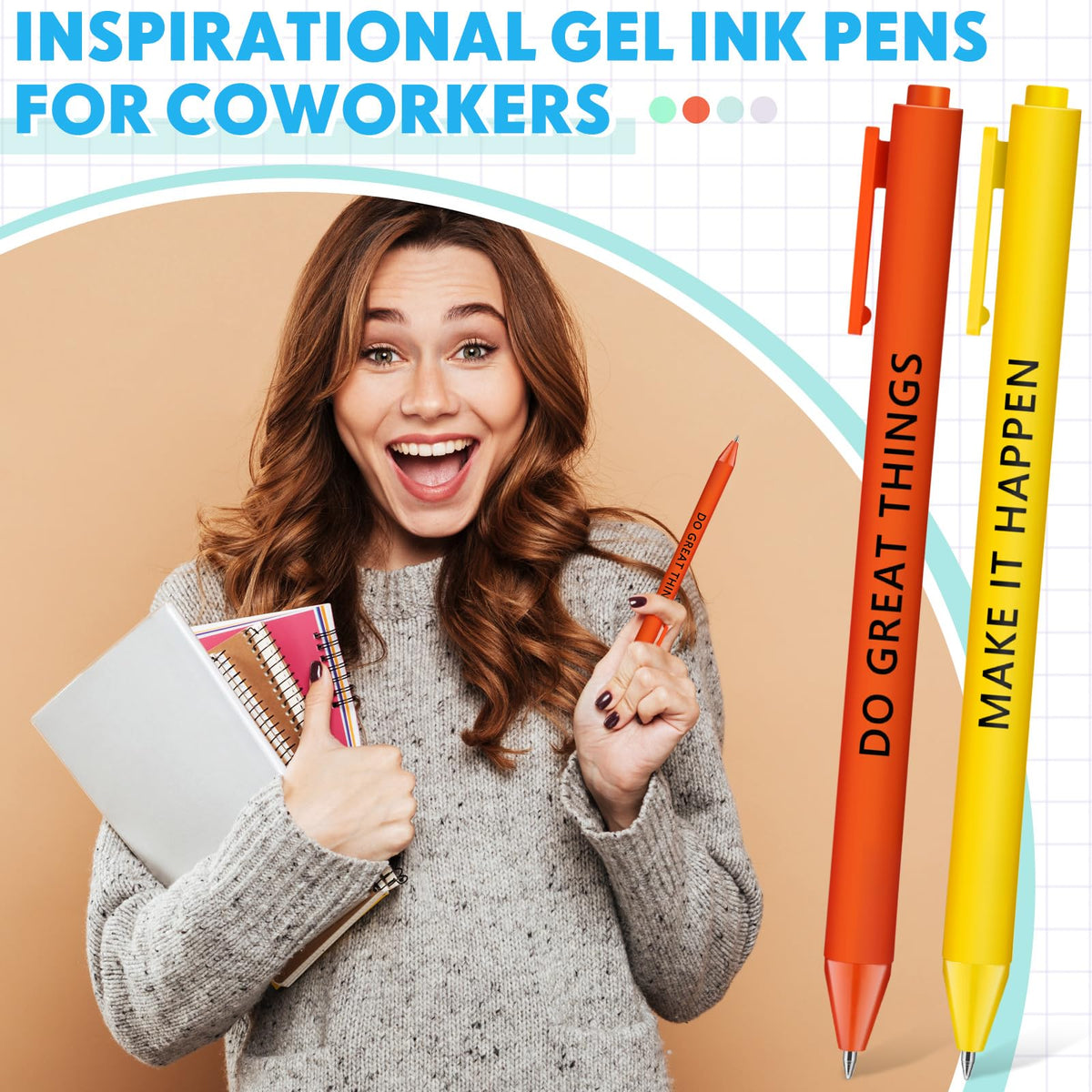 Crtiin 100 Pcs Inspirational Pens Bulk Nude Shades, Motivation
