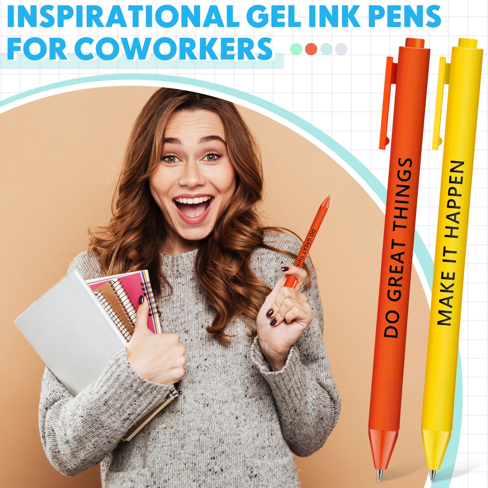 Crtiin 100 Pcs Inspirational Pens Bulk Nude Shades, Motivation