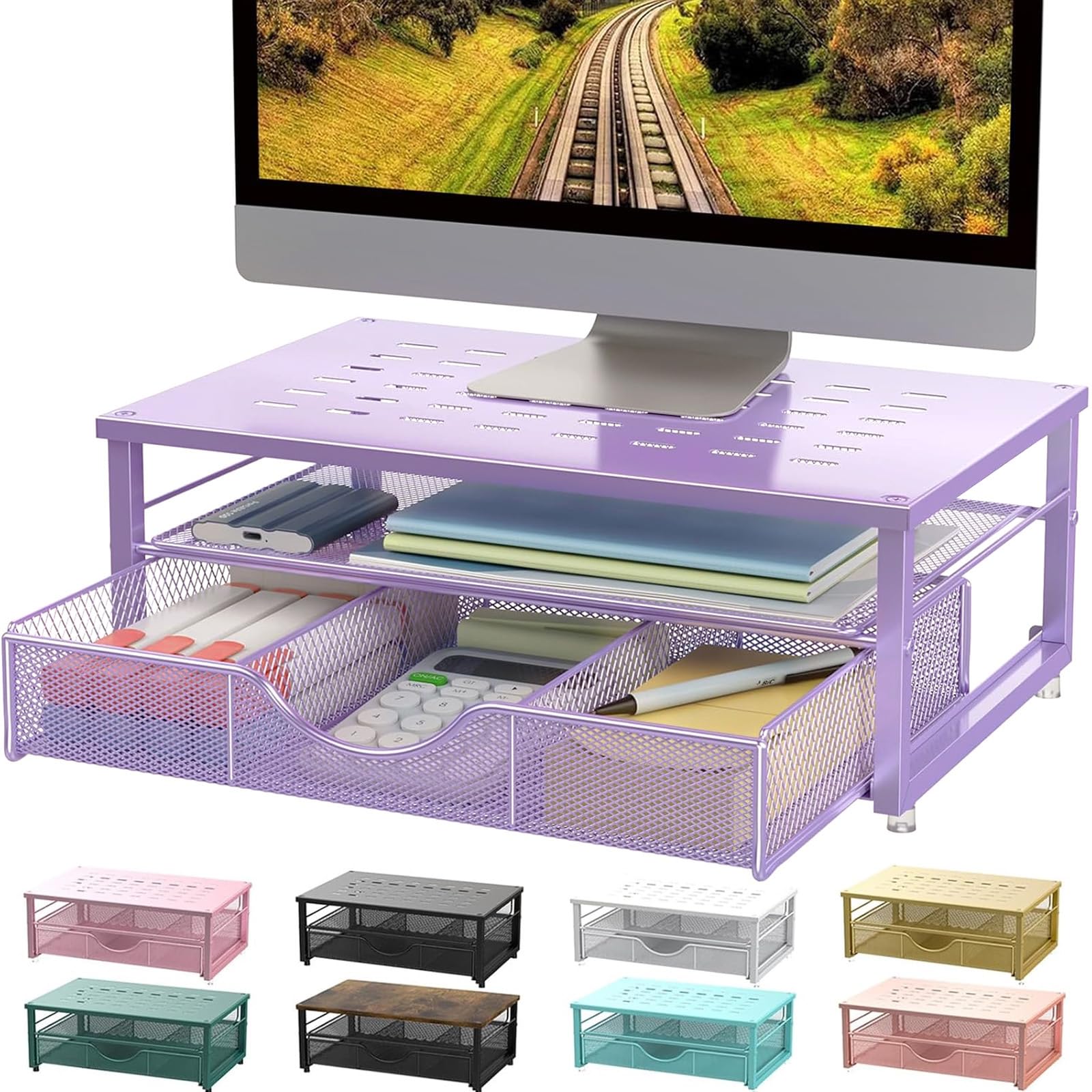 gianotter Computer Monitor Stand Riser with Drawer