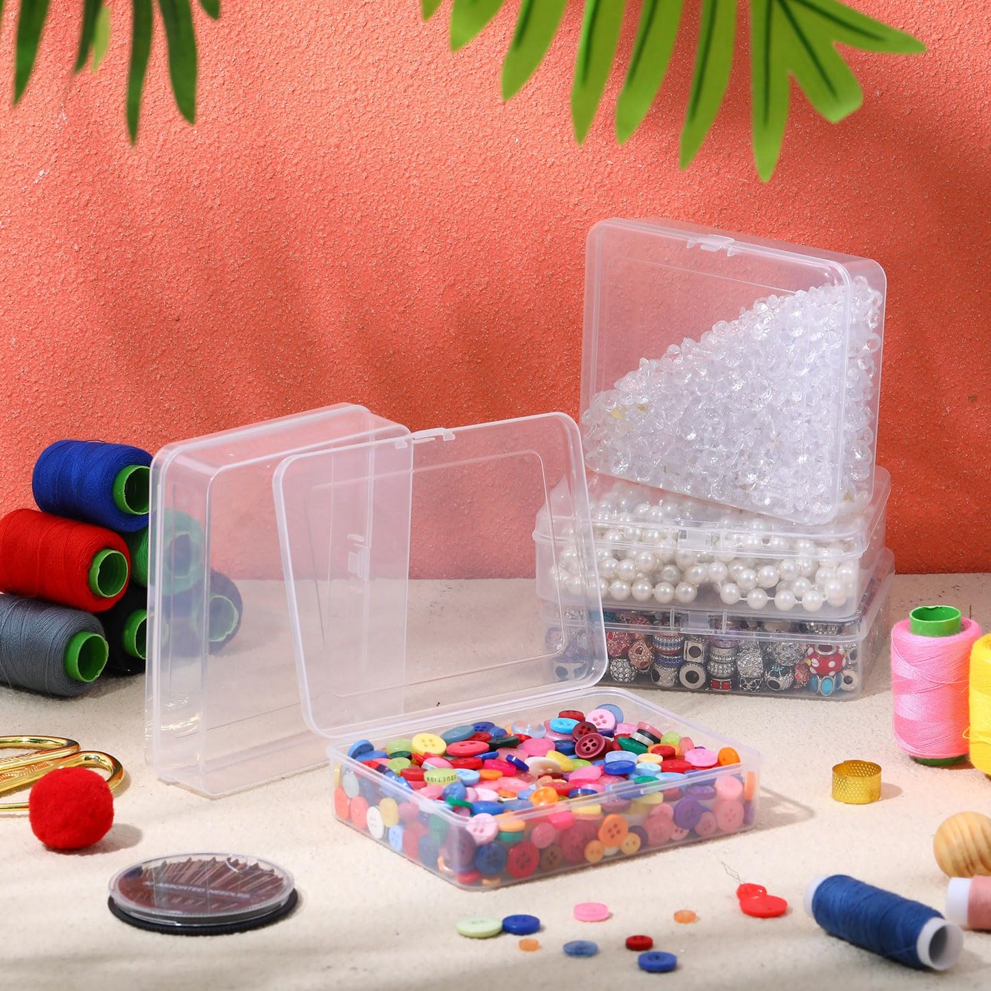 Jetec 30 Pieces Small Clear Plastic Storage Box, 5 x 4 x 1.3 Inch