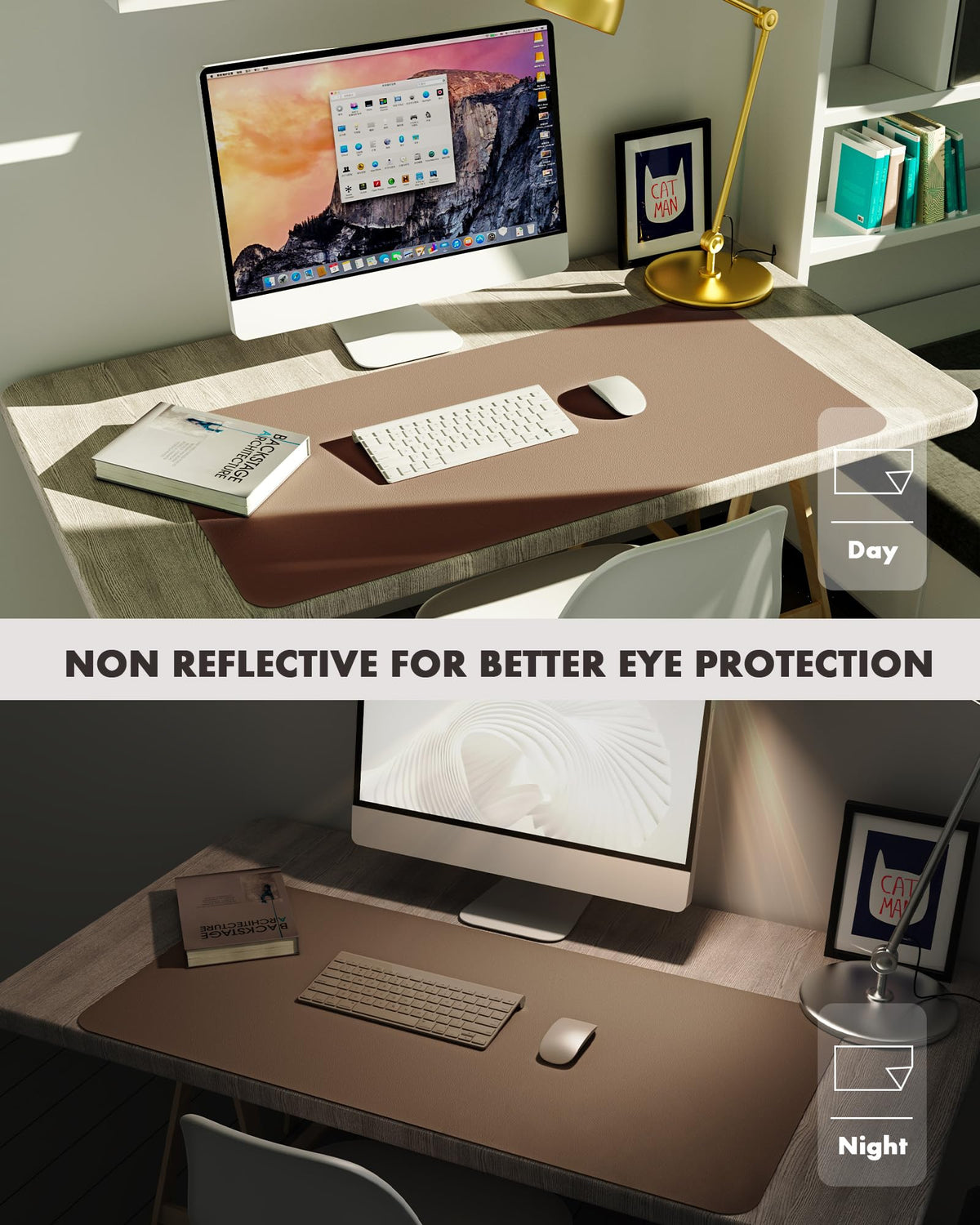 YSAGi Eco Cork Desk Pad, 47" x 17" Leather Desk Mat, Double-Sided Desk Pad Protector,Large Mouse