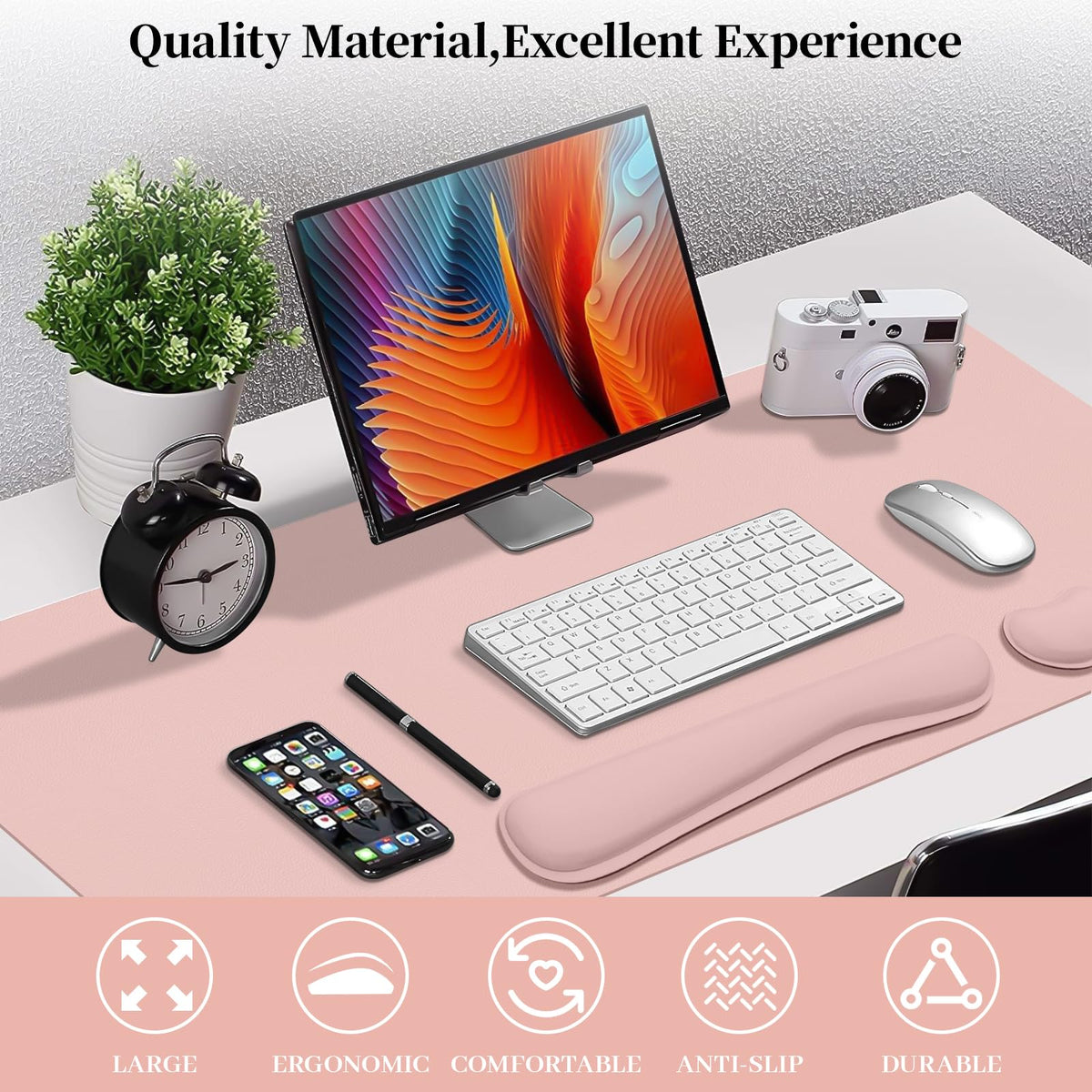 Meetcolor Desk Mat Set,3-in-1 Mouse Pad with Wrist Rest and Keyboard Pad