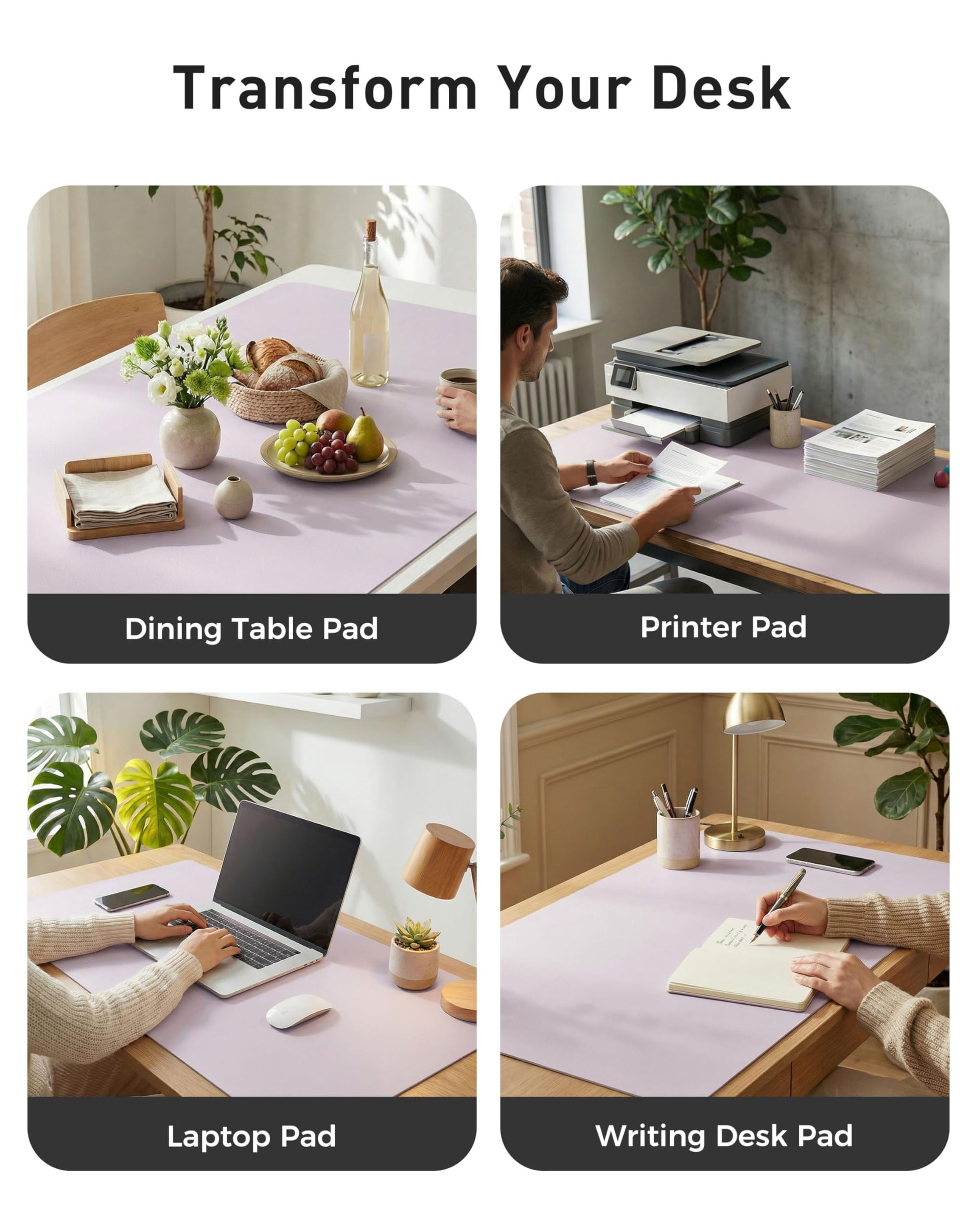 Aothia Faux Leather Desk Mat - Large Mouse Pad, Non-Slip PU Leather Blotter, Waterproof Writing