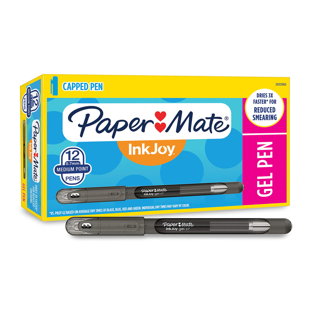 Paper Mate InkJoy Gel Pens, Medium Point (0.7mm), Black, Capped, 12 Count