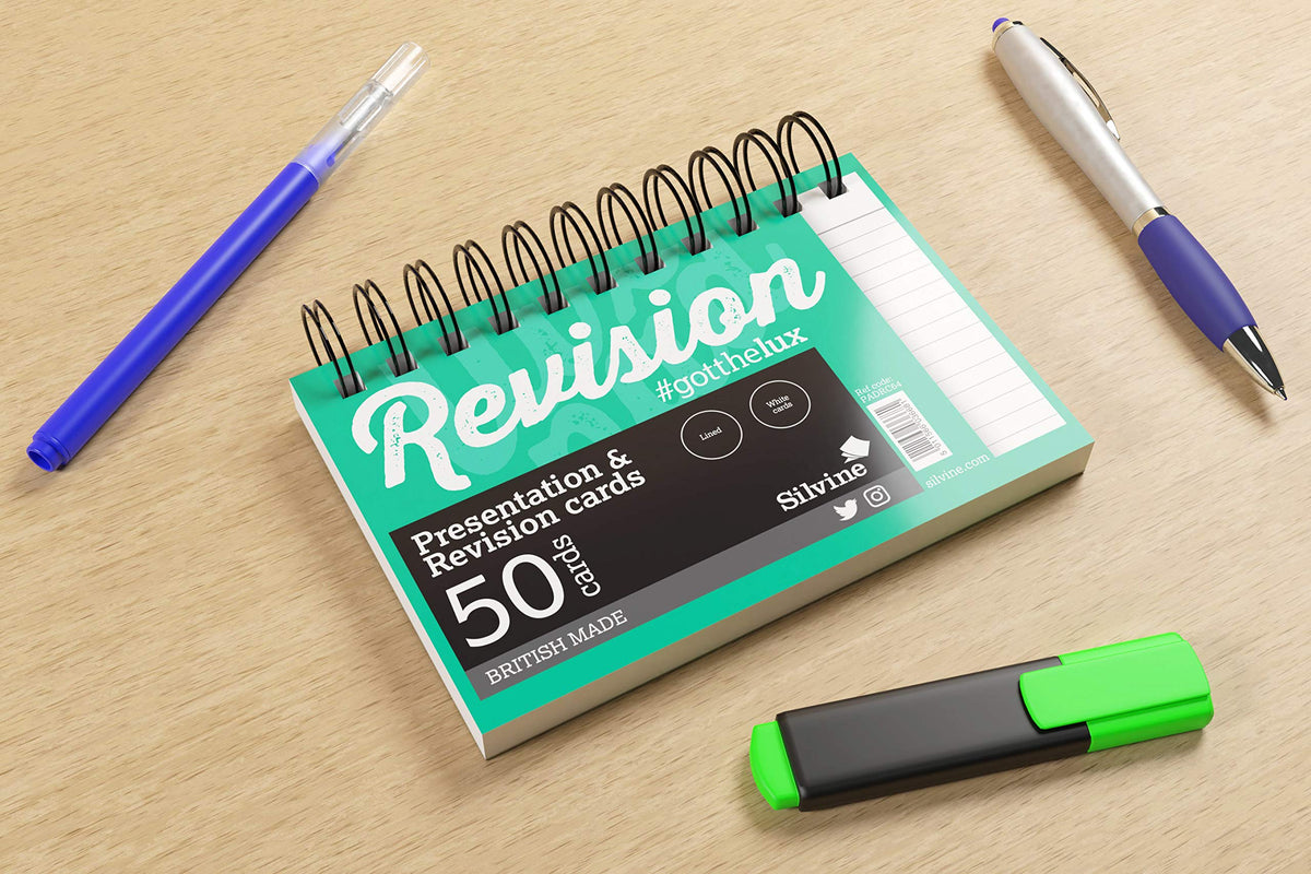Silvine Revision Card Wirebound Pad of 50 Sheets - White