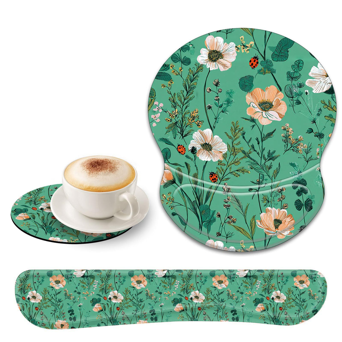 CUISHAN Ergonomic Gel Mouse Wrist Rest Pad and Keyboard Pad Set,Anti-Slip PU Bottom Easy Typing and
