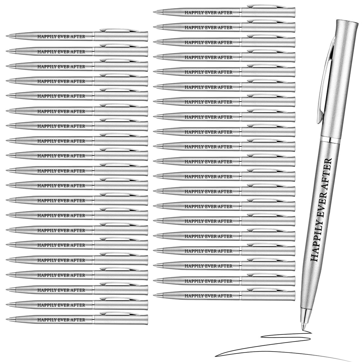 Outus 100 Pcs Wedding Favors Pens Metal Bulk Slim Ballpoint Pen, Silver