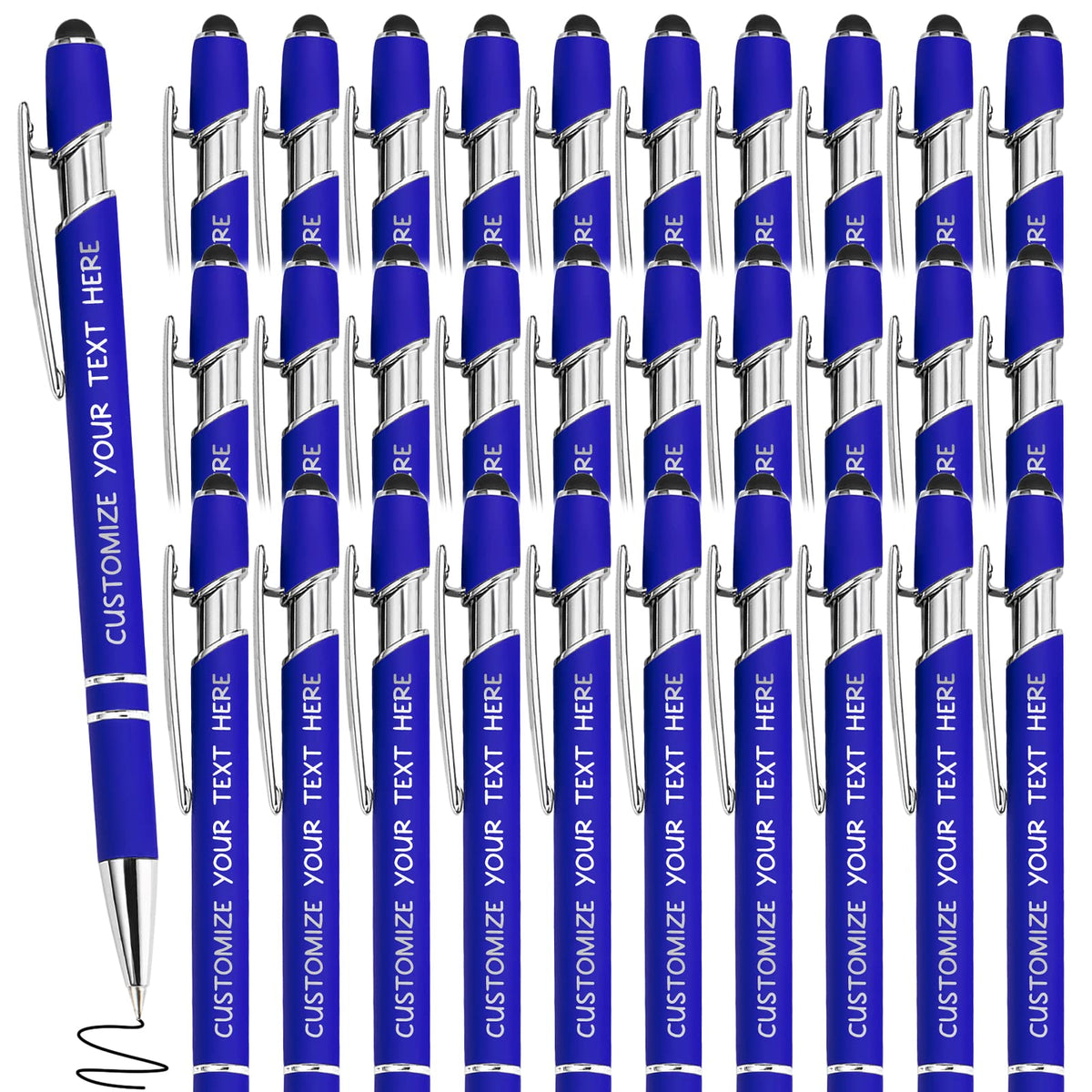 Yananka 36 Pcs Custom Pens with Stylus,Personalized Pens with Free Engraving,Customized Pens with