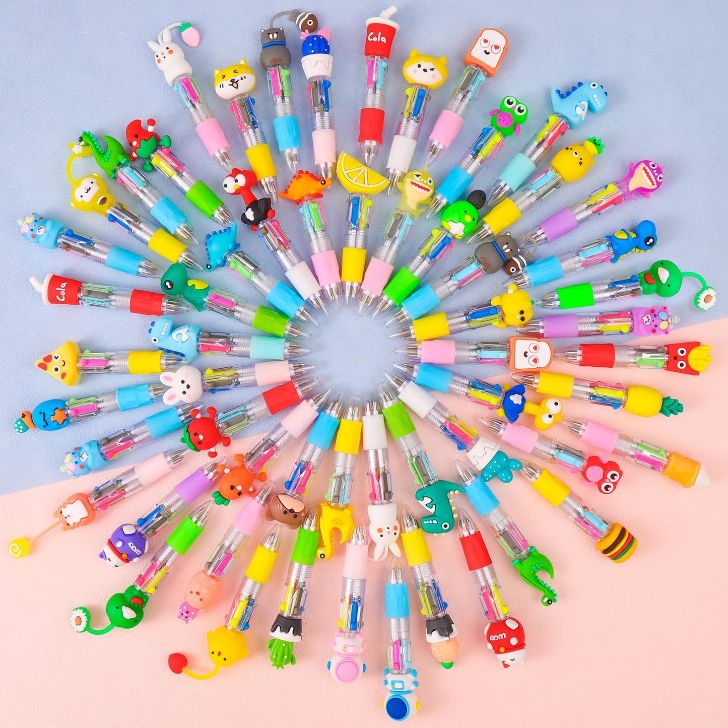 CZWZ 100Pcs Mini Multicolor Pens in One 4-in-1 Cute Pens Bulk for Kids, Ballpoint Pen for Birthdays