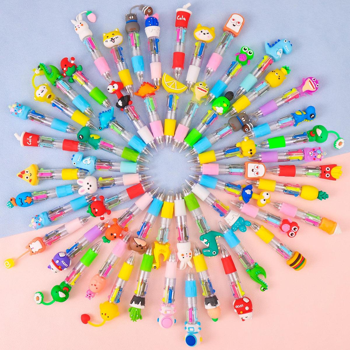 CZWZ 100Pcs Mini Multicolor Pens in One 4-in-1 Cute Pens Bulk for Kids, Ballpoint Pen for Birthdays