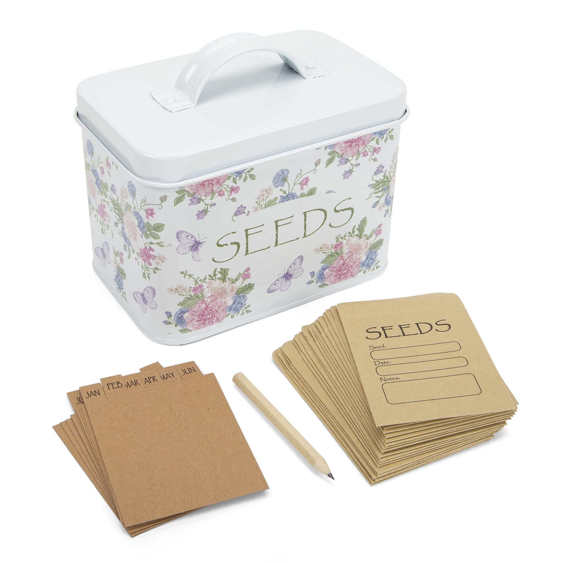 Katai – Seed Storage Box – Durable Metal Organizer for Gardeners with Lid, Monthly Dividers, 20