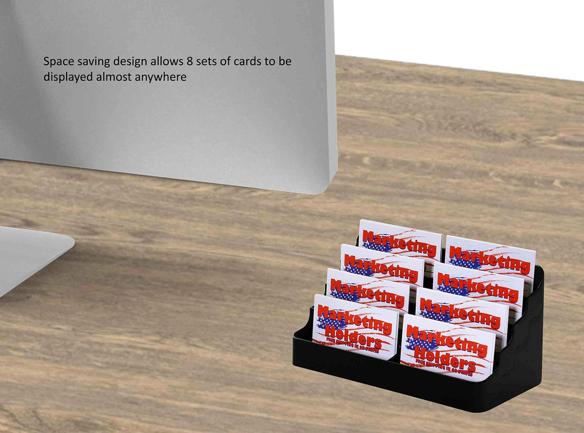 Business Card Holder Acrylic Four Tiers Eight Pockets Counter Holds 3.5" x 2" Appointment Cards for