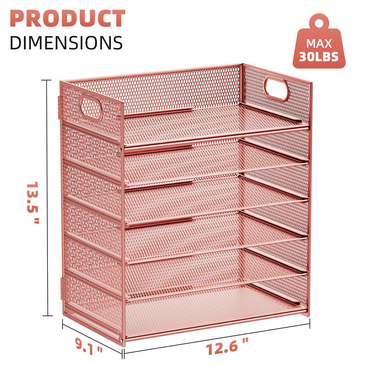 Marbrasse 2 Pack Desk Organizer with Handle, 6 Tier Paper Letter Tray, Mesh Desk File Organizer for