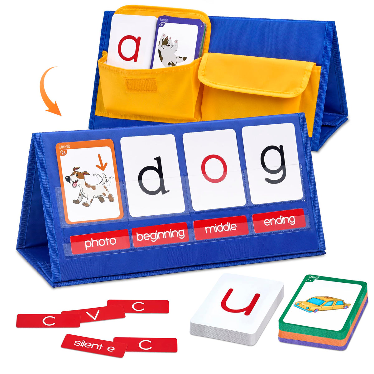 Gamenote CVC Word Builder Pocket Chart, Phonics Cards for Kindergarten