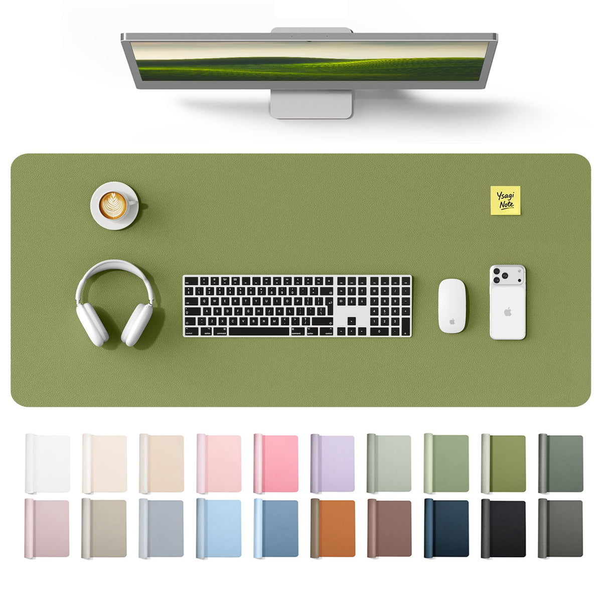 YSAGi Leather Desk Protector, Office Mat, Large Mouse Mat, Non-Slip PU Leather Blotter, Laptop Desk