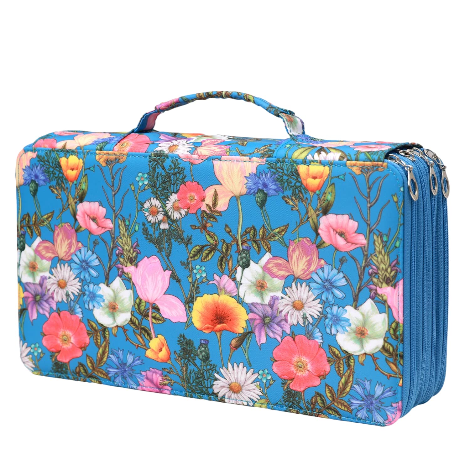 Colored Pencil Case - Large Capacity Colored Pencil Holder with Zipper Closure Twill Fabric Pencil