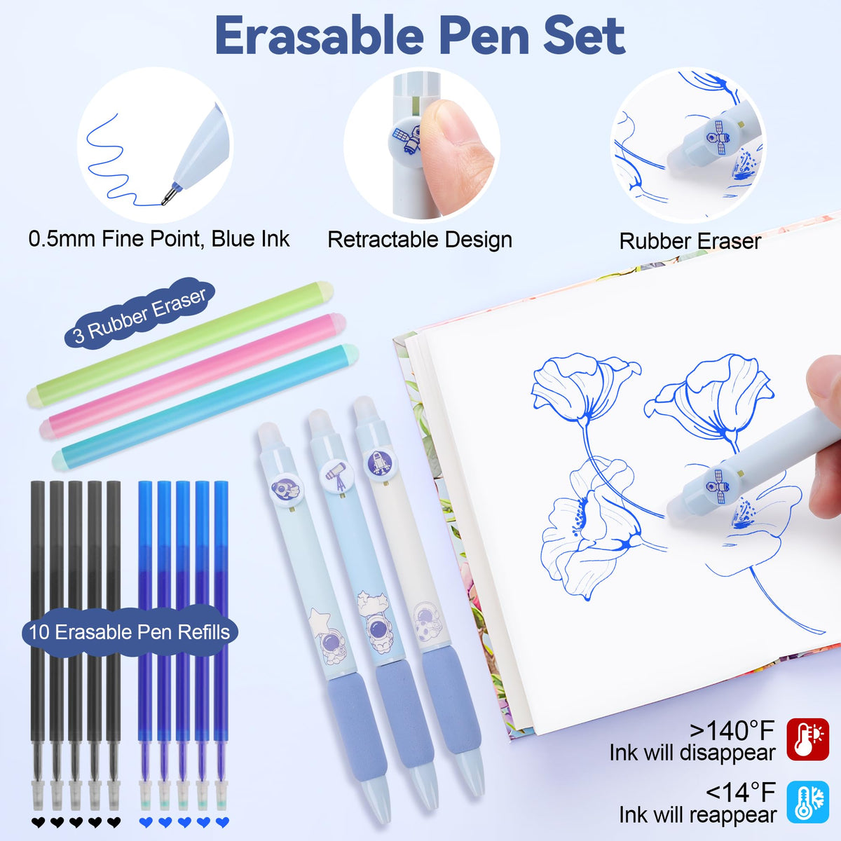 DazSpirit 61PCS Aesthetic College School Supplies Set with Cute Pencil Case