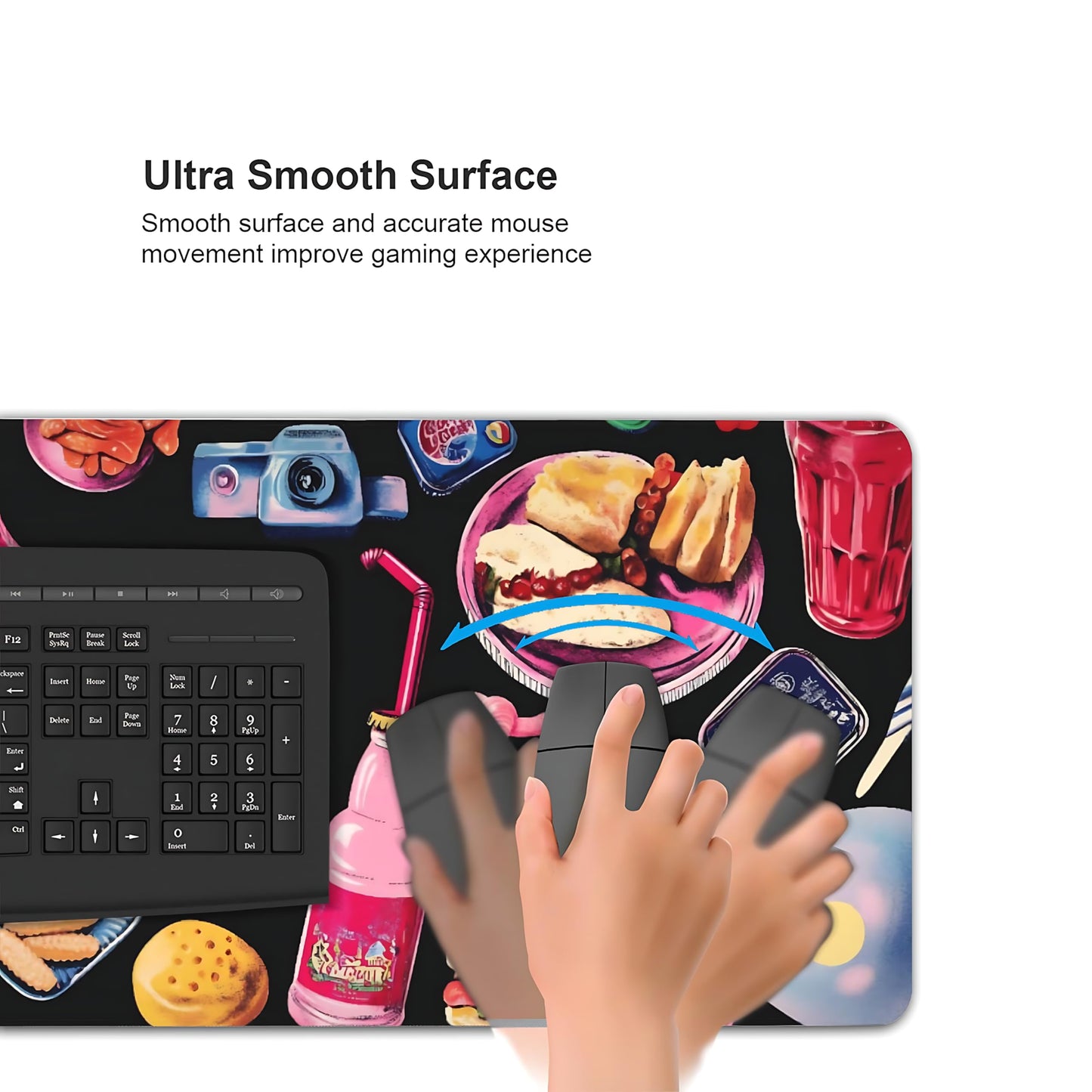 Cute Aesthetic Party Gaming Mouse Pad, Black Pink Minimalist Desk Mat with Anti-Slip Base &