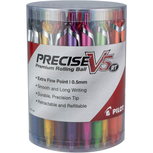 PILOT Precise V5 RT Rolling Ball Pens, 0.5 mm, Pack of 48