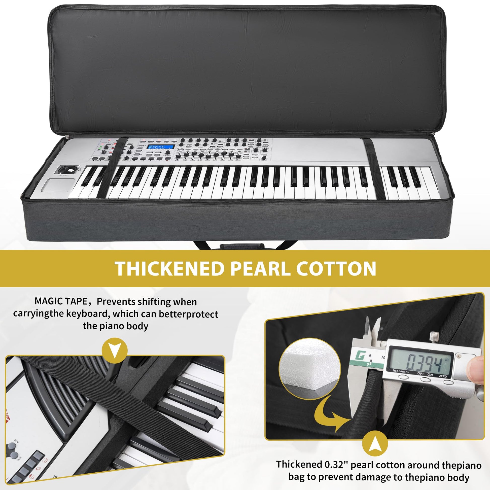 AKOZLIN 88-Key Keyboard Gig Bag 57.5"×18"×6.75" Portable Electric Piano Case Foldable Bag For