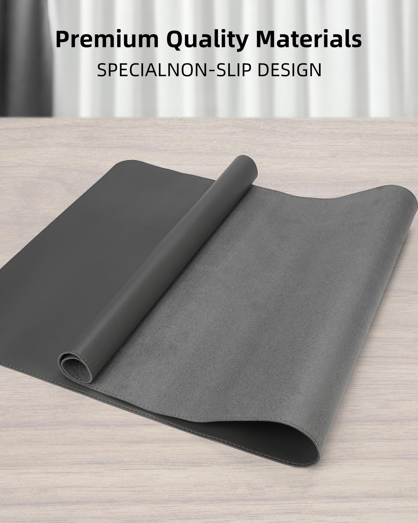 Leather Desk Pad Protector, Large Mouse Pad and Non-Slip Desk Cover, Waterproof PU Leather Blotter
