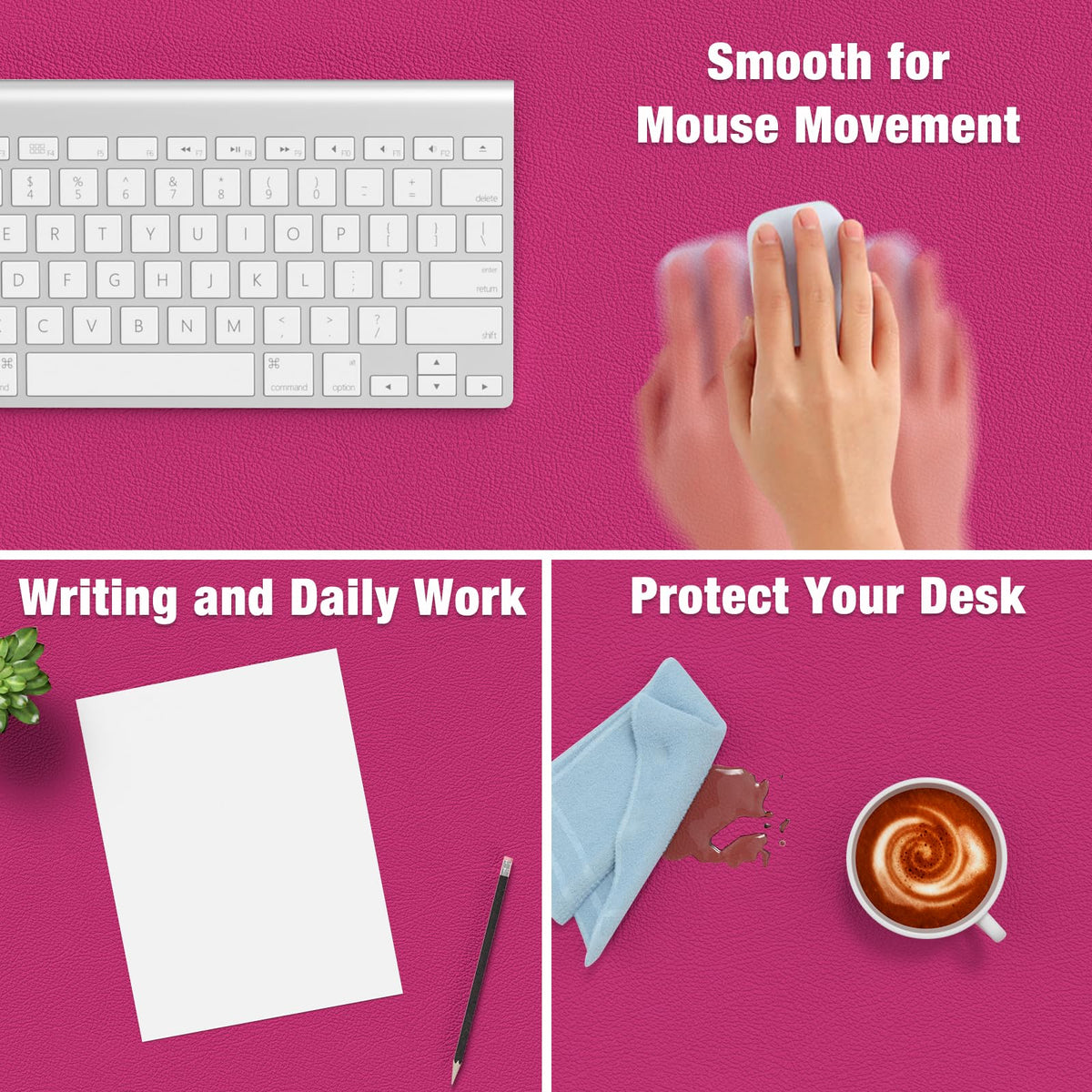 Hsurbtra Desk Pad, 35.5" x 17" PU Leather Desk Mat, XXL Extended Mouse Pad, Waterproof Desktop