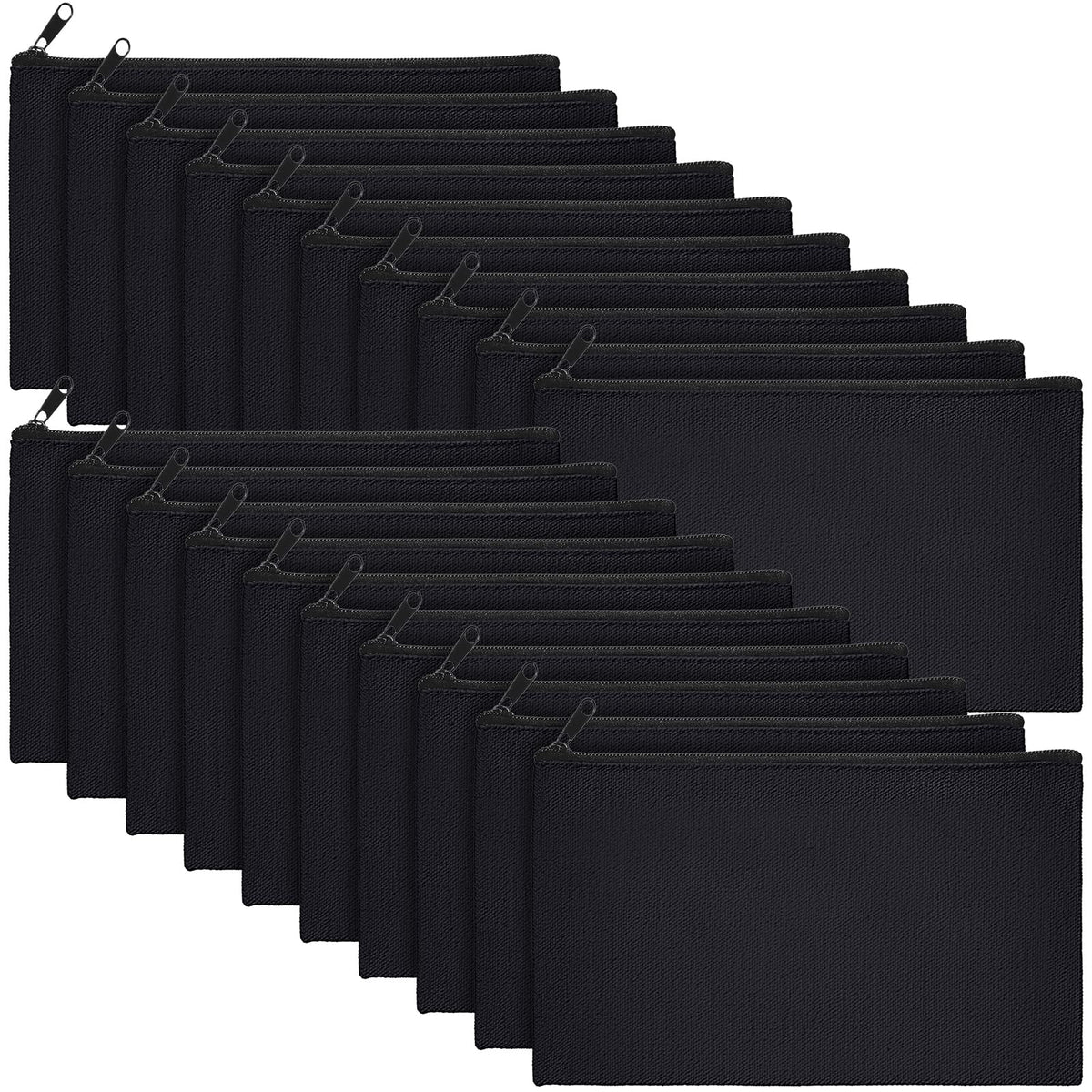 Frienda 50 Pcs Canvas Zipper Pouch Bulk Gift, Black