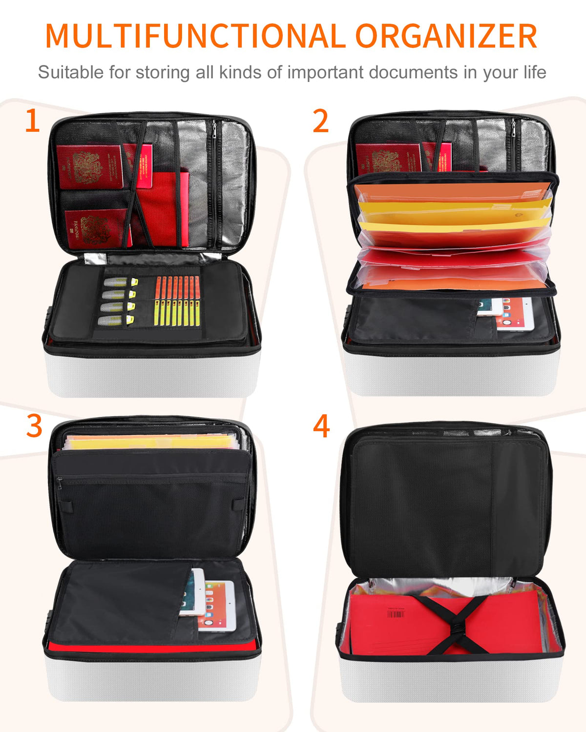 Noiposi 5200℉ Fireproof Document Box with Lock 16.1"x11.4"x4.3"
