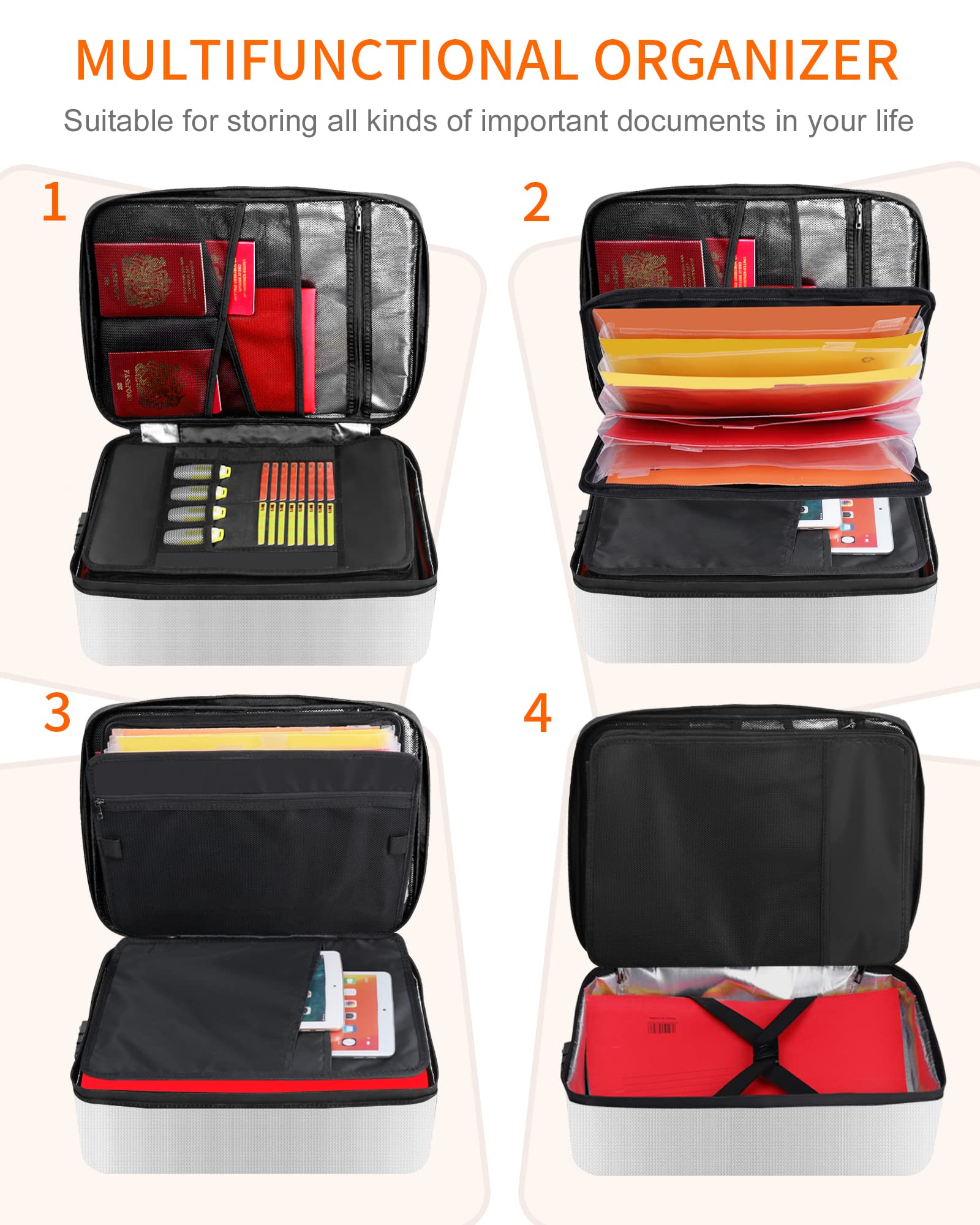 Noiposi 5200℉ Fireproof Document Box with Lock 16.1"x11.4"x4.3"