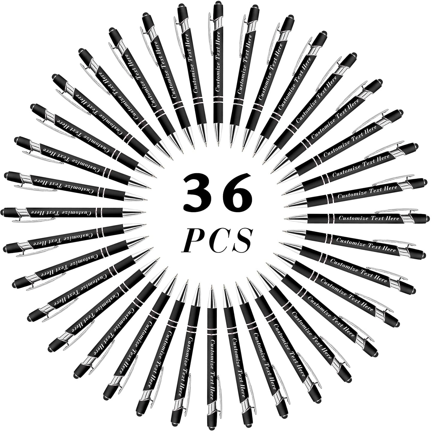 Personalized Pens Bulk with Stylus Tip 36 Pcs Custom Engraving Ballpoint Pens with Name Message
