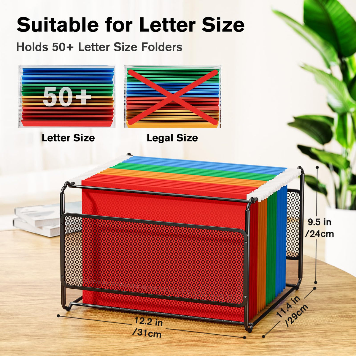 MaxGear Hanging File Organizer Box, Letter Size File Folder Organizer Desk