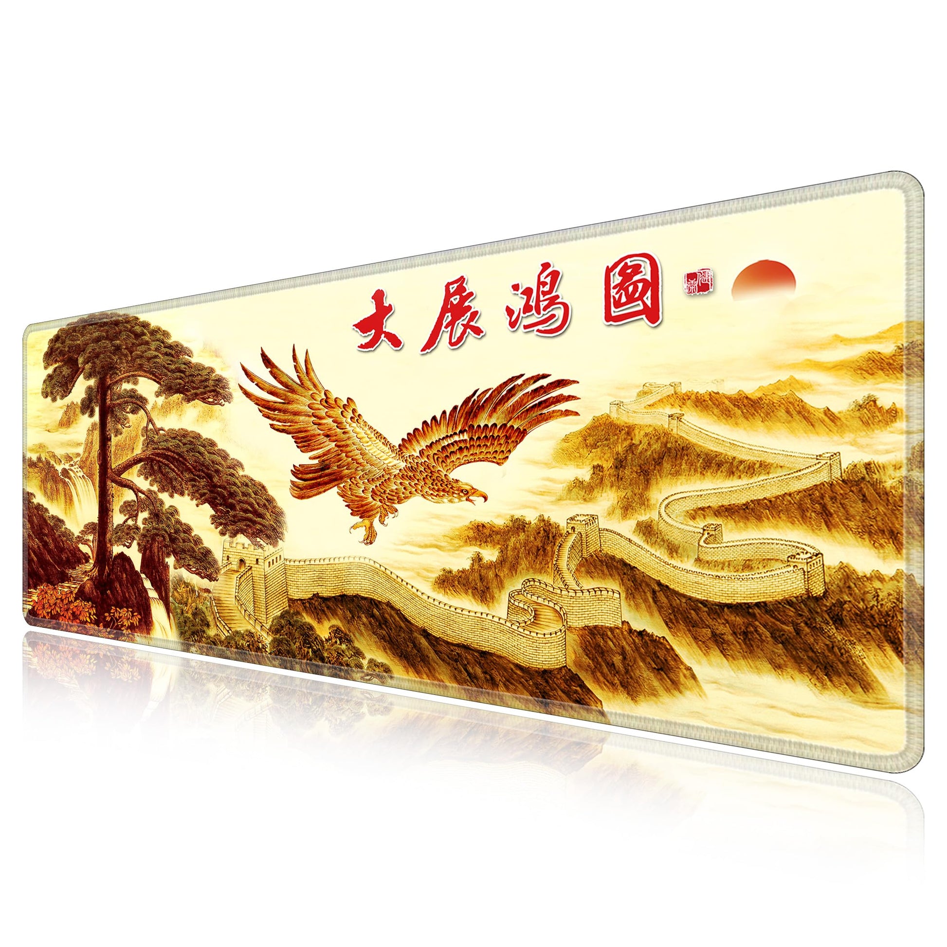 LL-COEUR XXL Landscape Gaming Mouse Pad Computer Keyboard Mat Office Desk Pad (Eagle, 31.4" x 11.8"